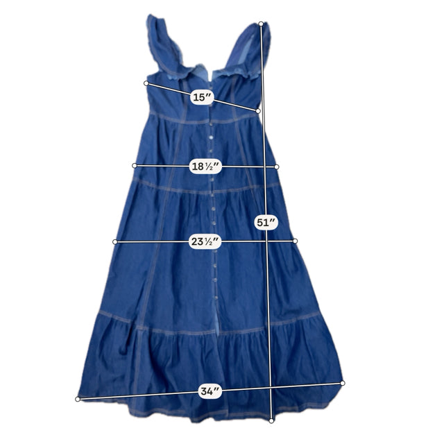 Urban Daizy Ruffled Off-Shoulder Denim Boho Maxi Dress | Size Medium - ONLINE ONLY