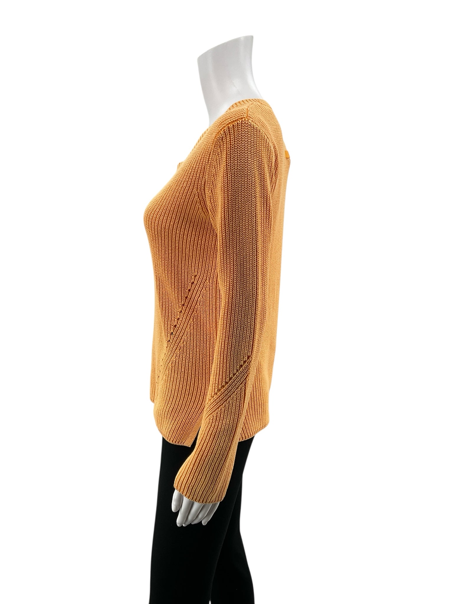 Tyler Boe Orange Long Sleeve V-Neck Ribbed Knit Cotton Sweater Orange Size XS NWT - Size XS