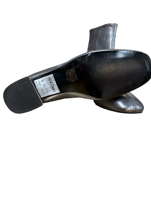 Topshop BROOKE Metallic Pewter Leather Ankle Boots NWT | Size 7.5