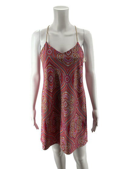 Jude Connally Tinsley Dress XS Pink Orange Paisley Print Braided Strap Mini