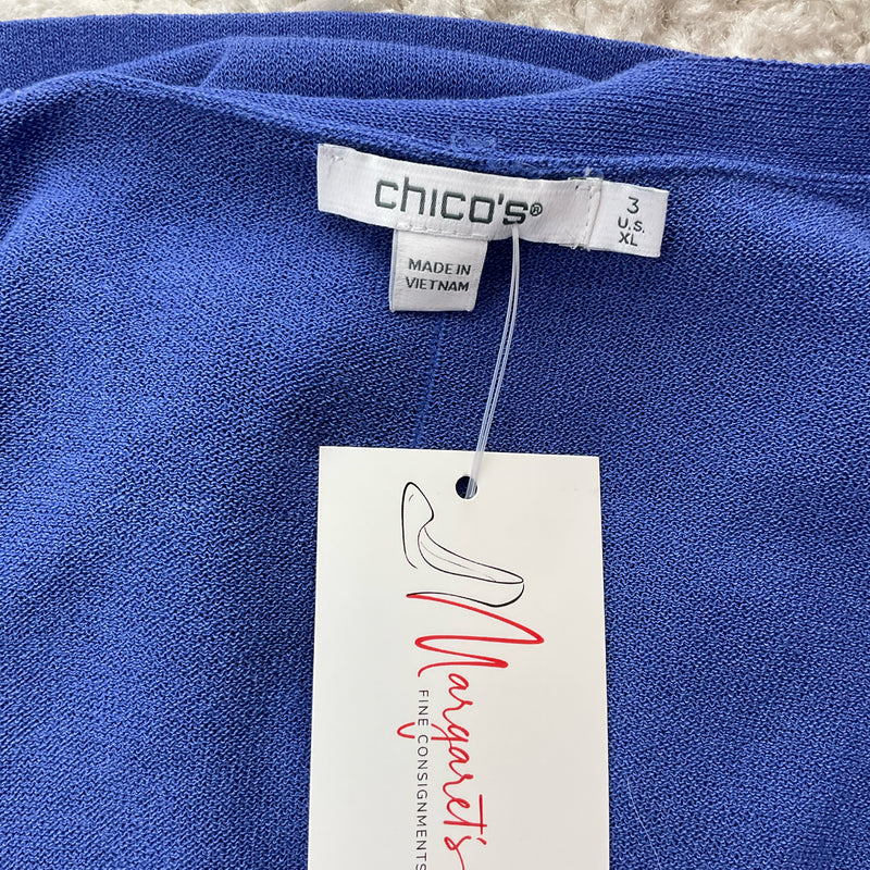 Chico’s Blue Cotton-Nylon Shrug – Size XL, Very Good Condition - Margaret’s Fine Consignment
