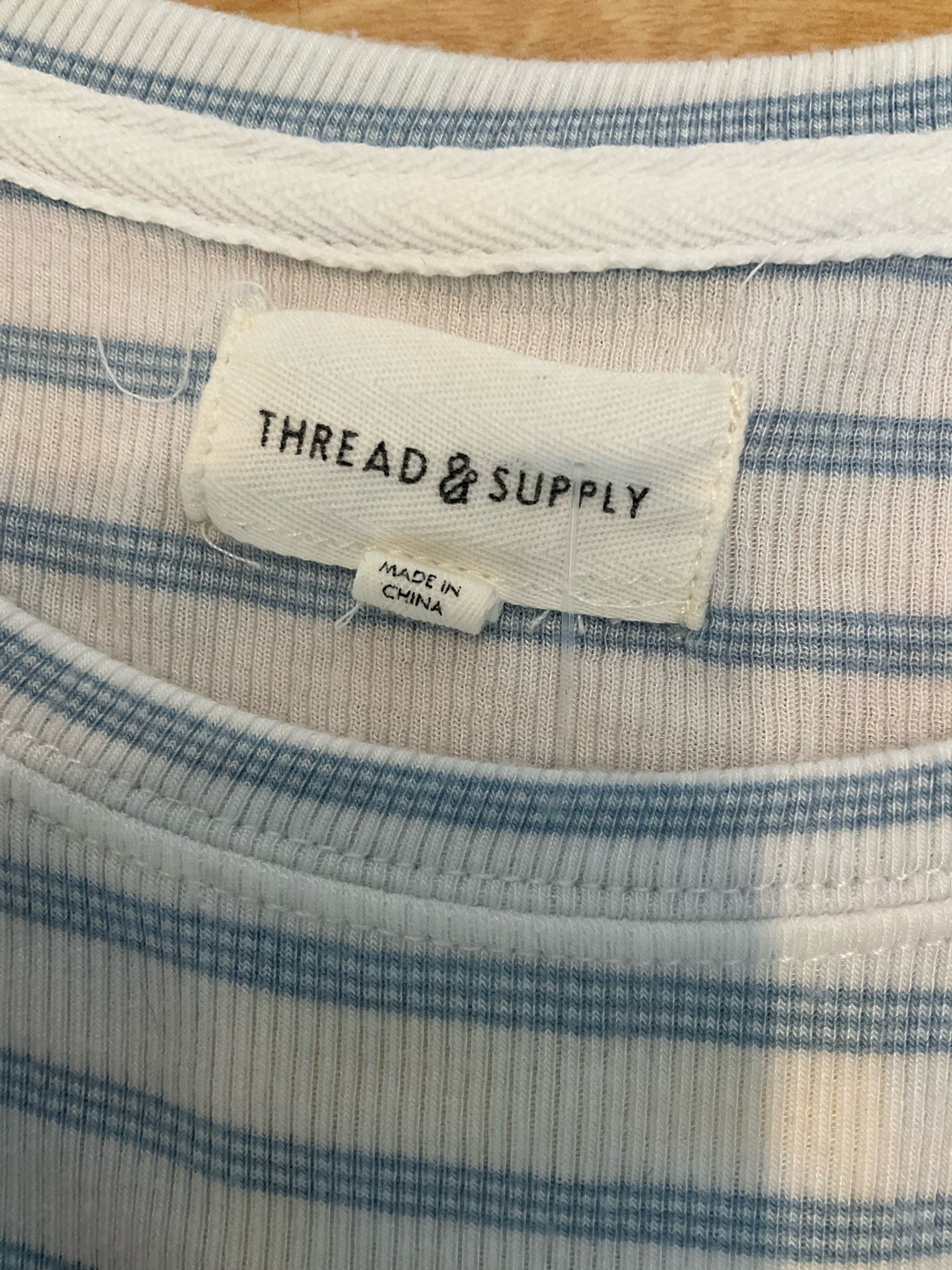 Thread &amp; Supply Hattie Rib Knit Tank Top Sky Blue Stripe Size Small