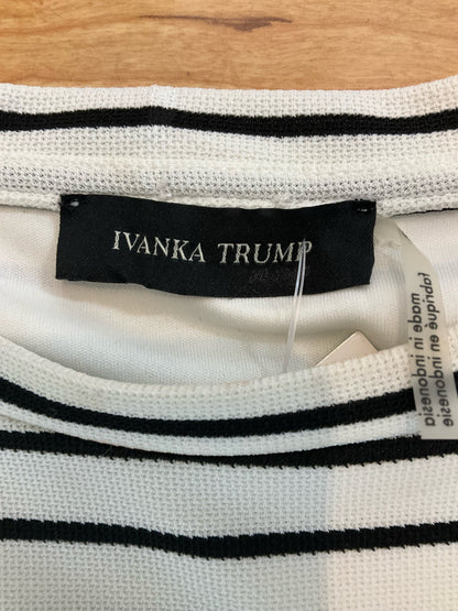 Ivanka Trump Striped Bow Shoulder Sheath Dress Black White Size 8