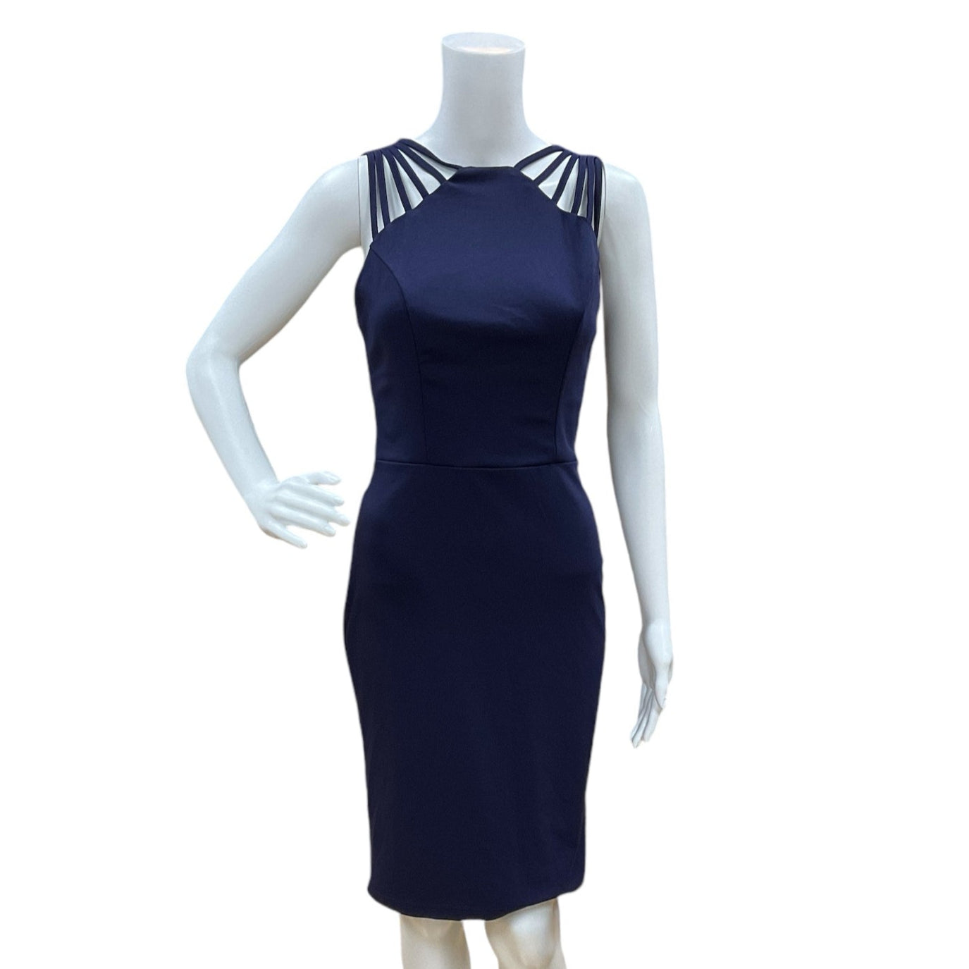 Grace Karin Navy Solid Ladies Pre-Owned Dress - Size Small - Margaret’s Fine Consignment