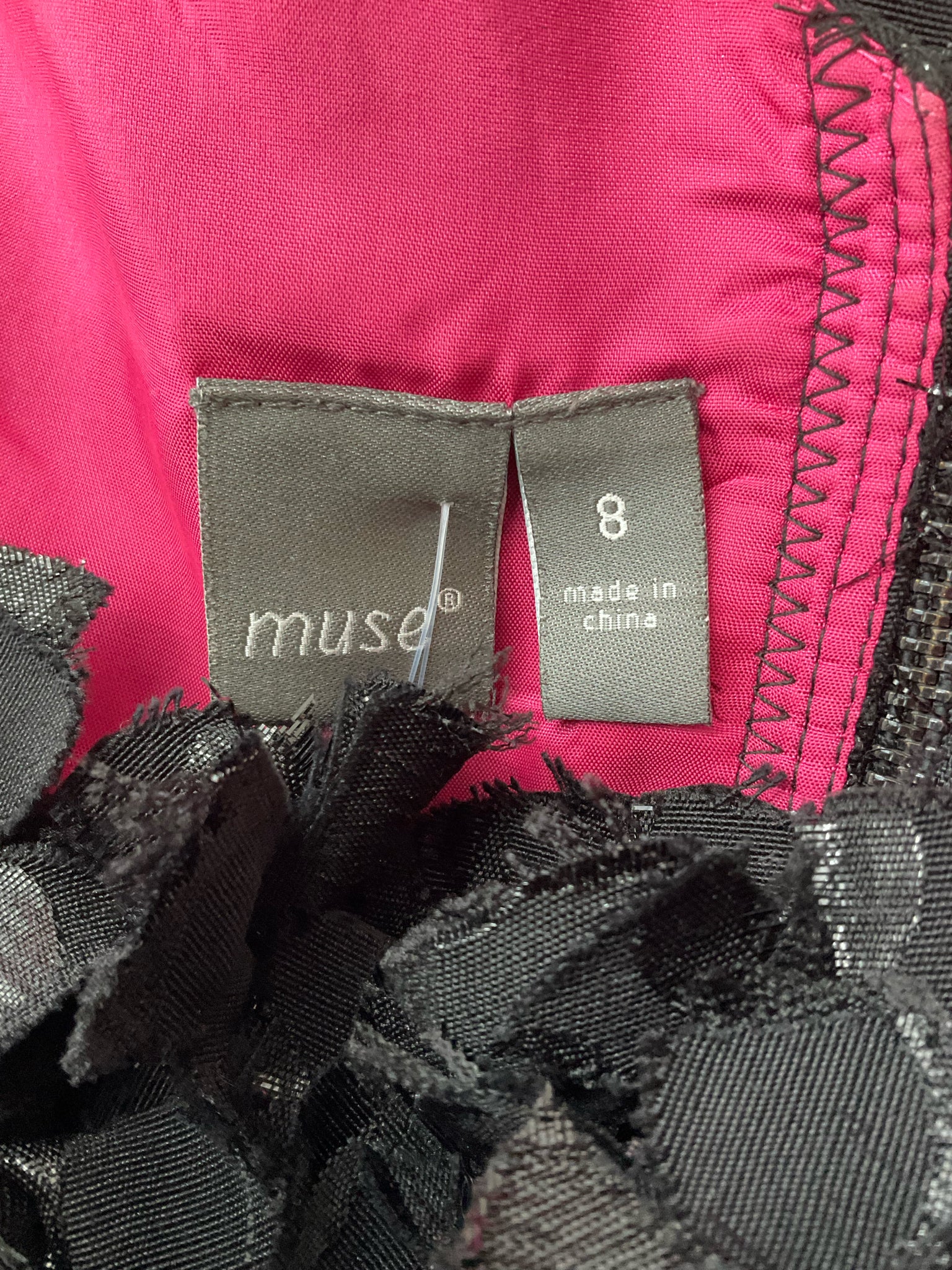 Muse Rosette V-Neck Metallic Polka Dot A-Line Dress Size 8