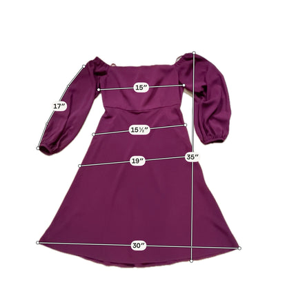 JILL STUART Off The Shoulder Bishop Sleeve Crepe Dress Maroon Size 8