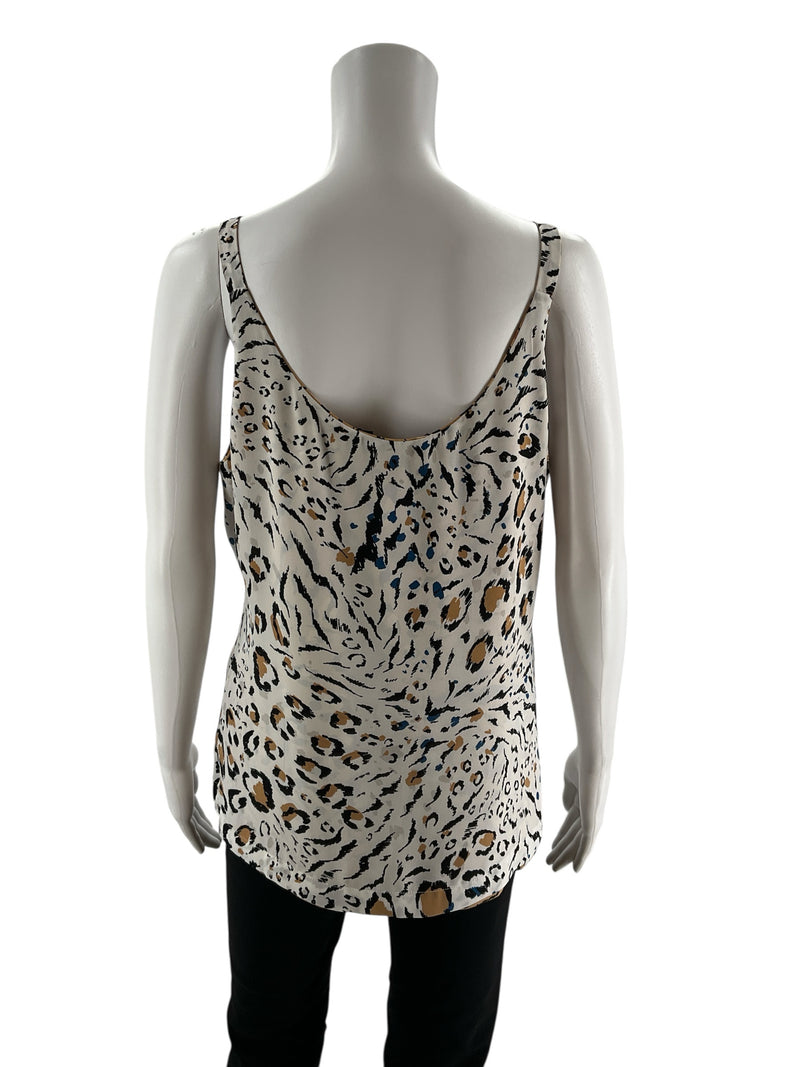 White House Black Market Tan/Black Animal Pre-Owned Top - Size Small