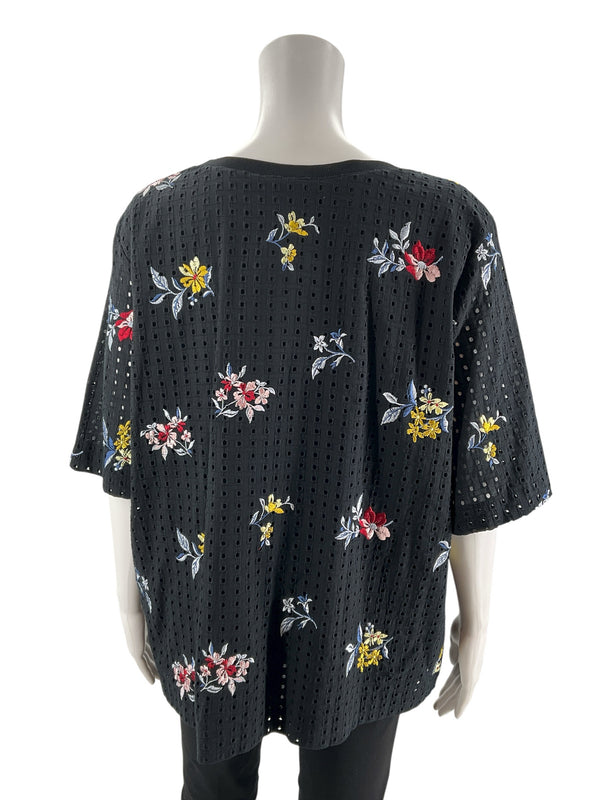 Ann Taylor Black/Multi Floral Pre-Owned Ladies Top - Size XL