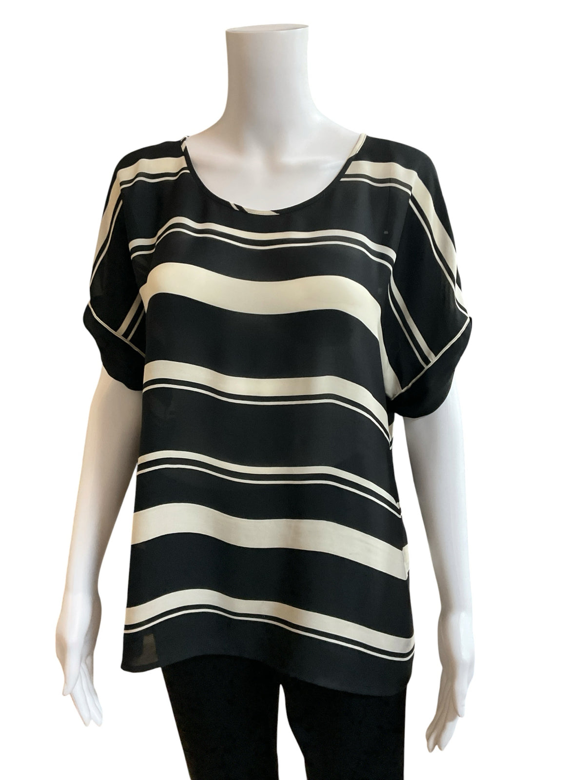 Banana Republic Breton Stripe Short Sleeve Top Black Cream Size Medium - ONLINE ONLY