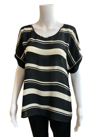 Banana Republic Breton Stripe Short Sleeve Top Black Cream Size Medium - ONLINE ONLY