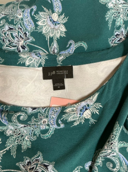 J. Jill Wearever Teal Paisley Floral Sleeveless Midi Dress Size Medium - ONLINE ONLY