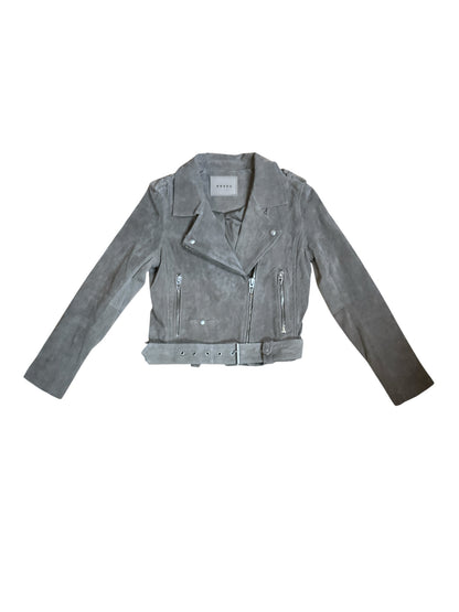 [BLANKNYC] Suede Moto Jacket Taupe Cropped Leather Biker Jacket Size Small