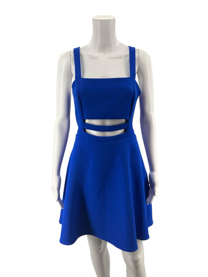 Express Royal Blue Fit and Flare Royal Blue Cutout Fit &amp; Flare Mini Dress Size 6 - Size 6