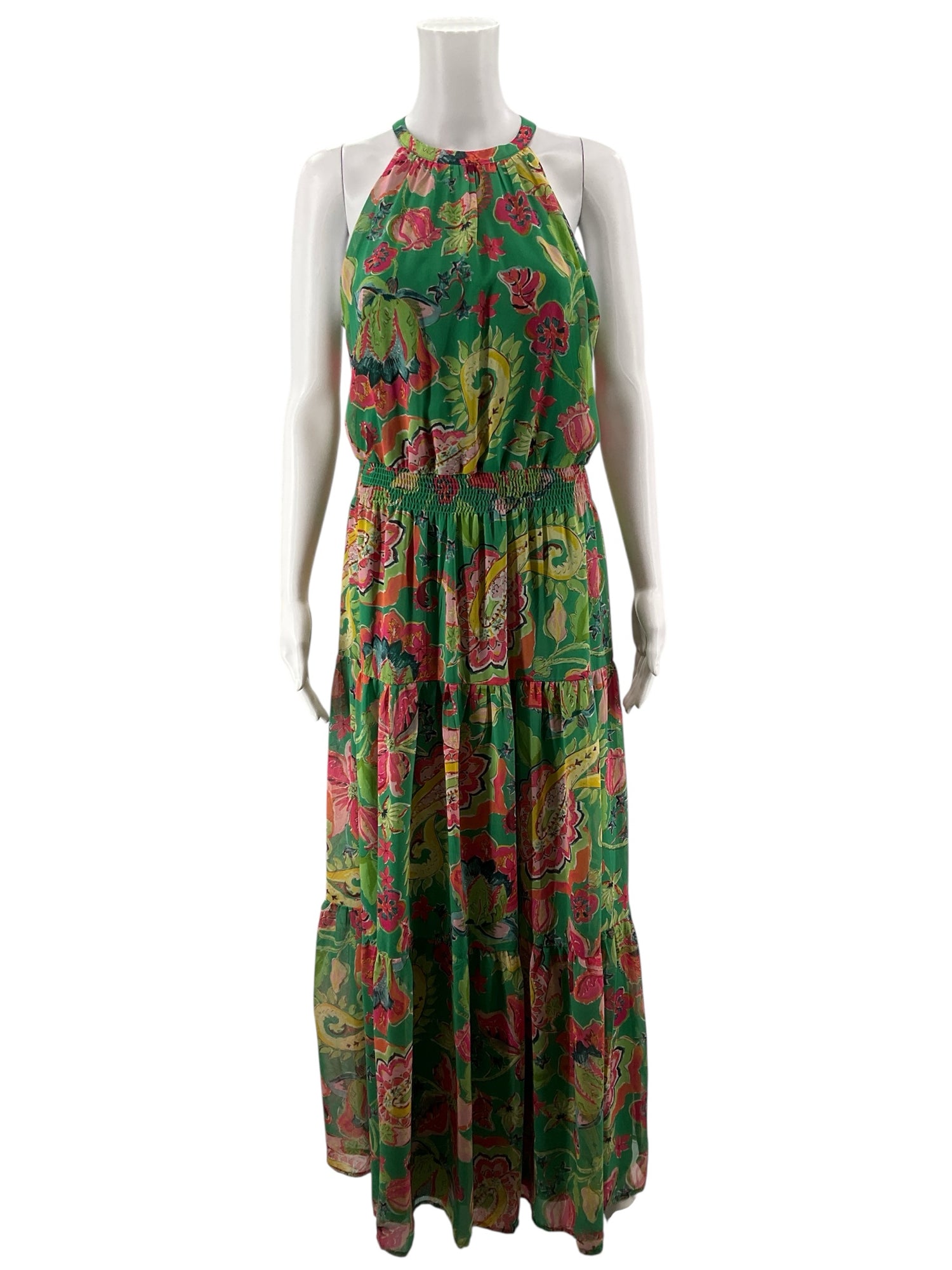 Tahari Green/Pink/Yellow Floral Pre-Owned Ladies Dress - Size 8