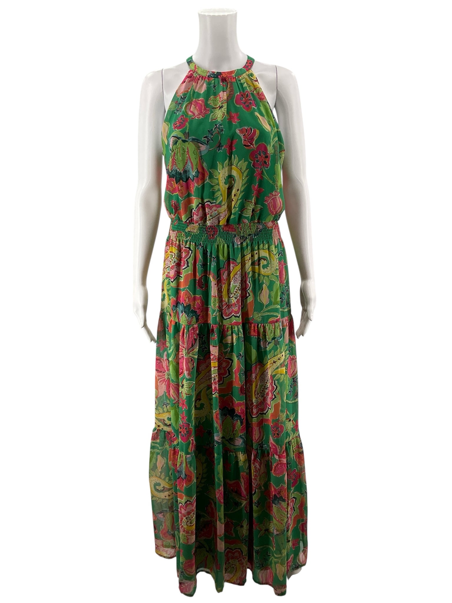 Tahari Green/Pink/Yellow Floral Pre-Owned Ladies Dress - Size 8
