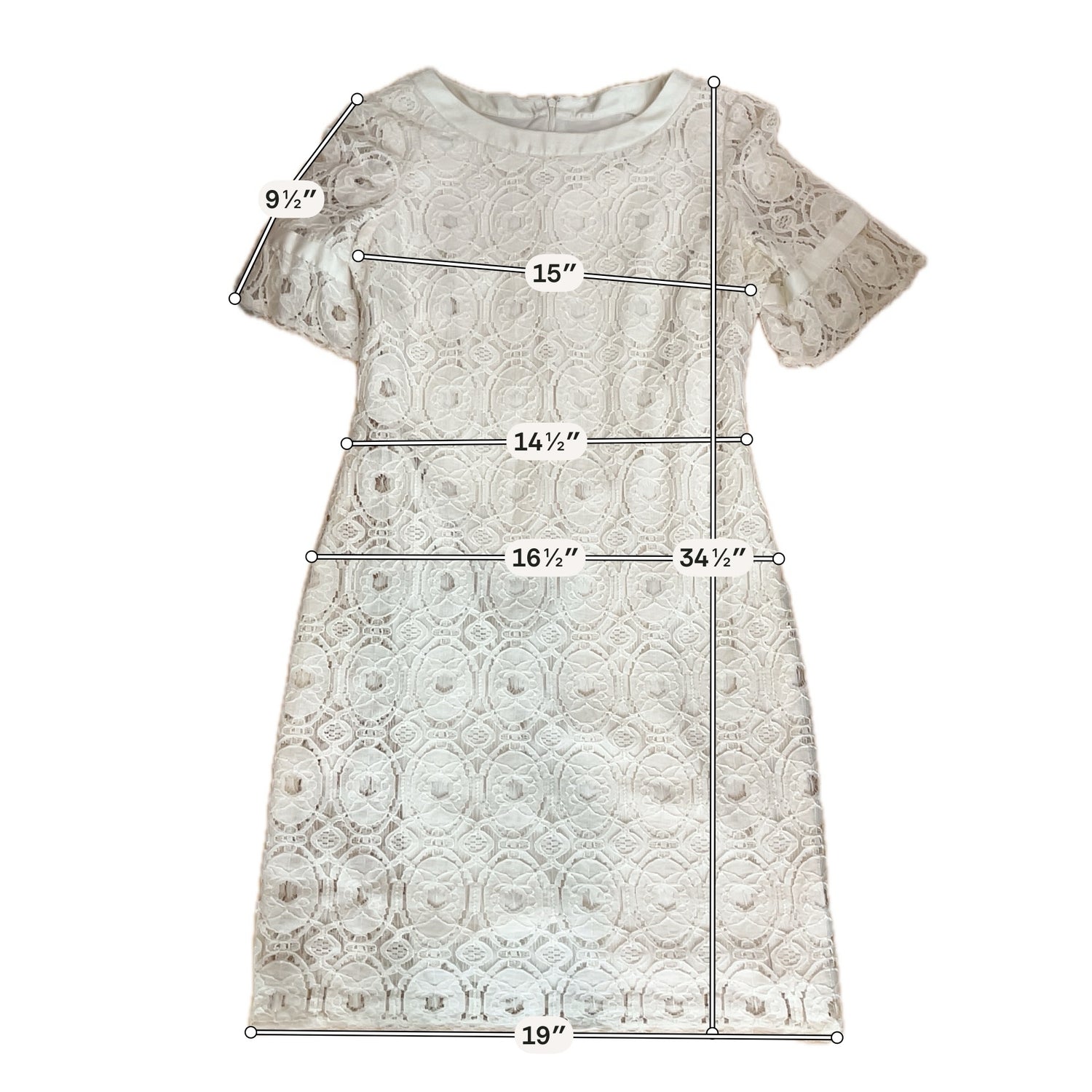 Liz Claiborne Cream Floral Lace Shift Dress Size 12