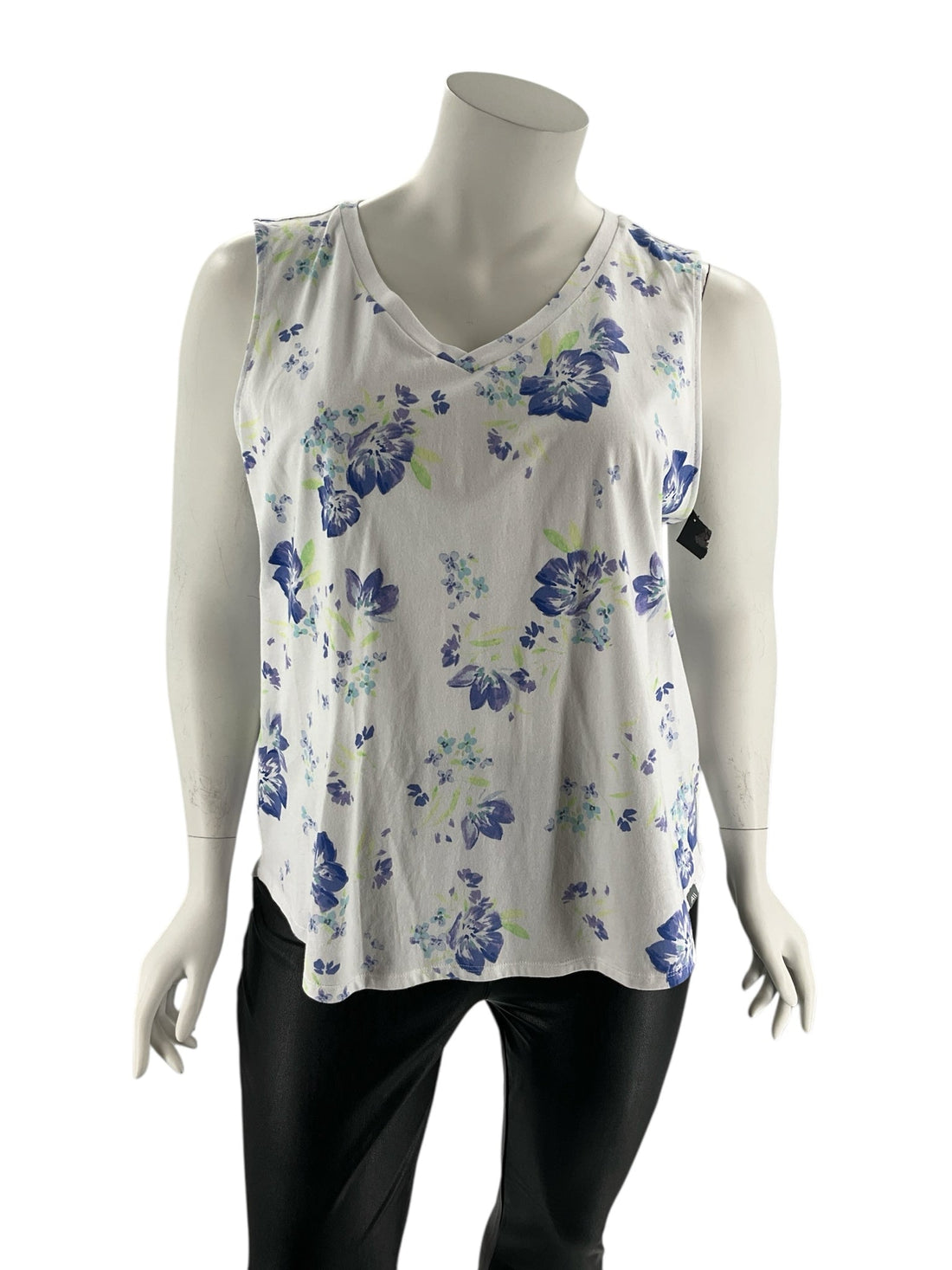 Andrew Marc White/Purple/Green Floral Pre-Owned Ladies Sleeveless Top - Size 2X - Margaret’s Fine Consignment