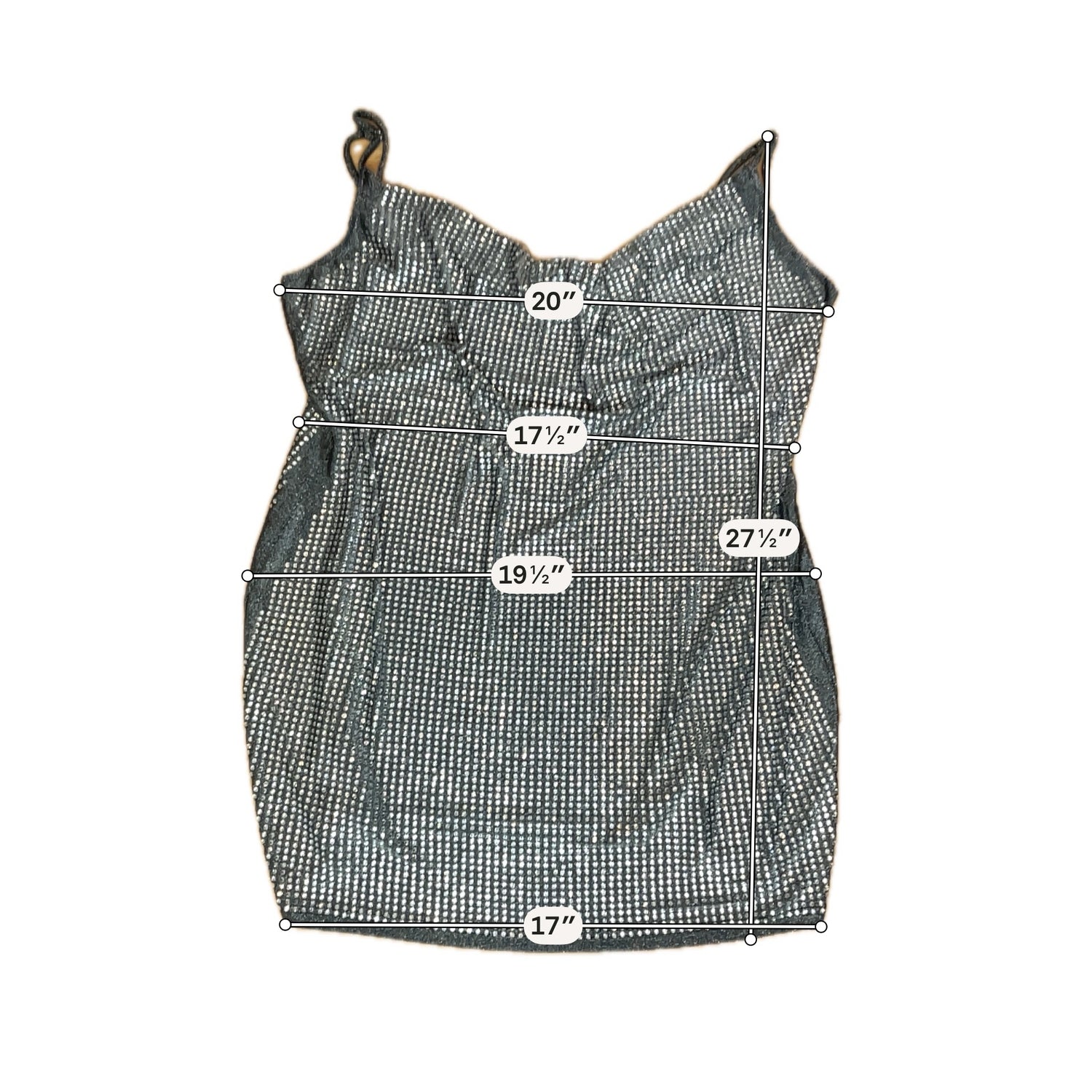 Fashion Nova 3X Rhinestone Cowl Neck Cami Top Metallic Gray Black NWT
