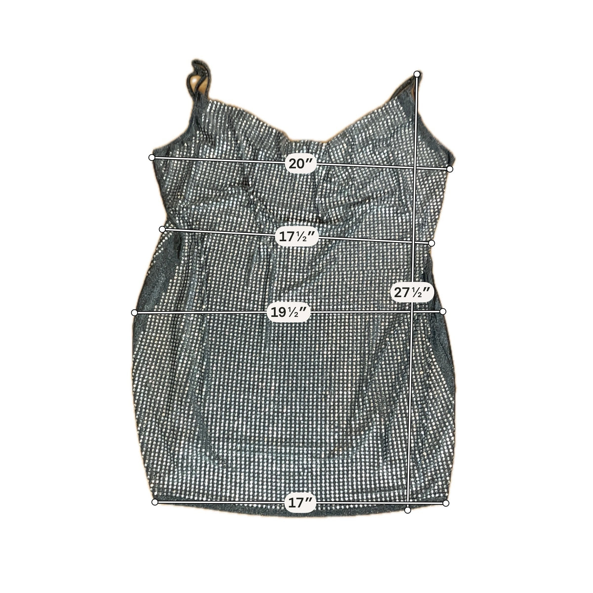 Fashion Nova 3X Rhinestone Cowl Neck Cami Top Metallic Gray Black NWT