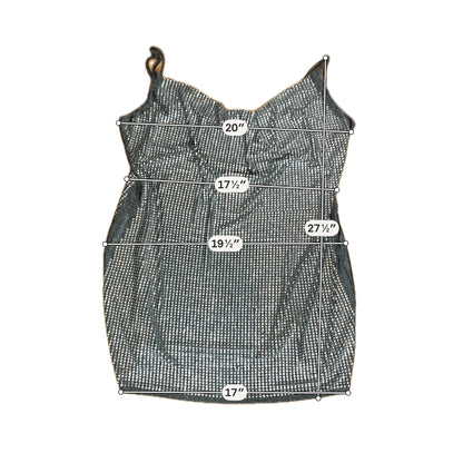 Fashion Nova 3X Rhinestone Cowl Neck Cami Top Metallic Gray Black NWT