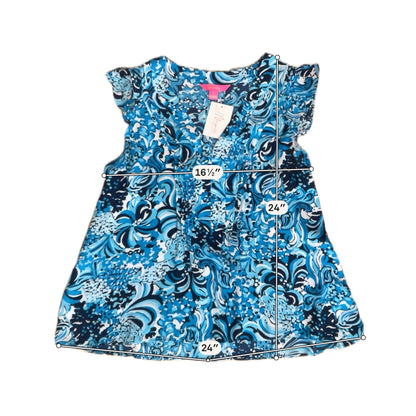 Lilly Pulitzer Kassia Top Bayside Blue Seen and Herd Floral Blouse Size Large