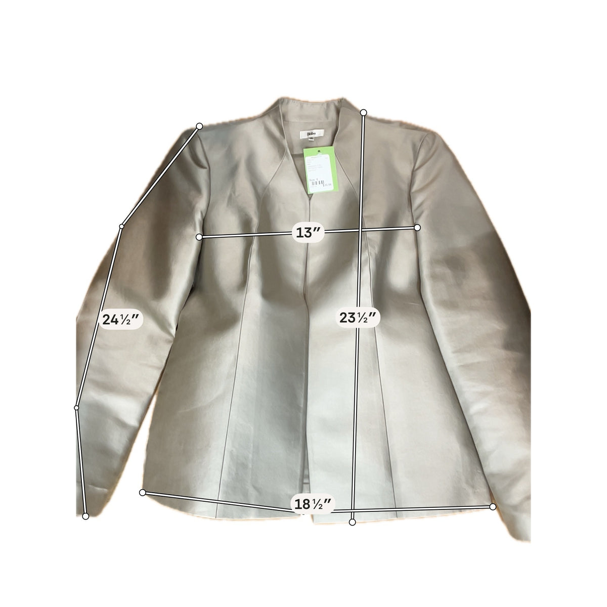 Reba Wool Silk Blend Collarless Open Front Blazer Jacket Champagne Size 6