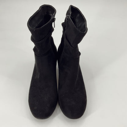 Madeline Black Suede Booties Size 8.5 - front view