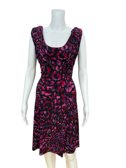 Calvin Klein black/pink/purple A-Line Draped Neck Abstract Animal Print Dress Size 4 - Size 4