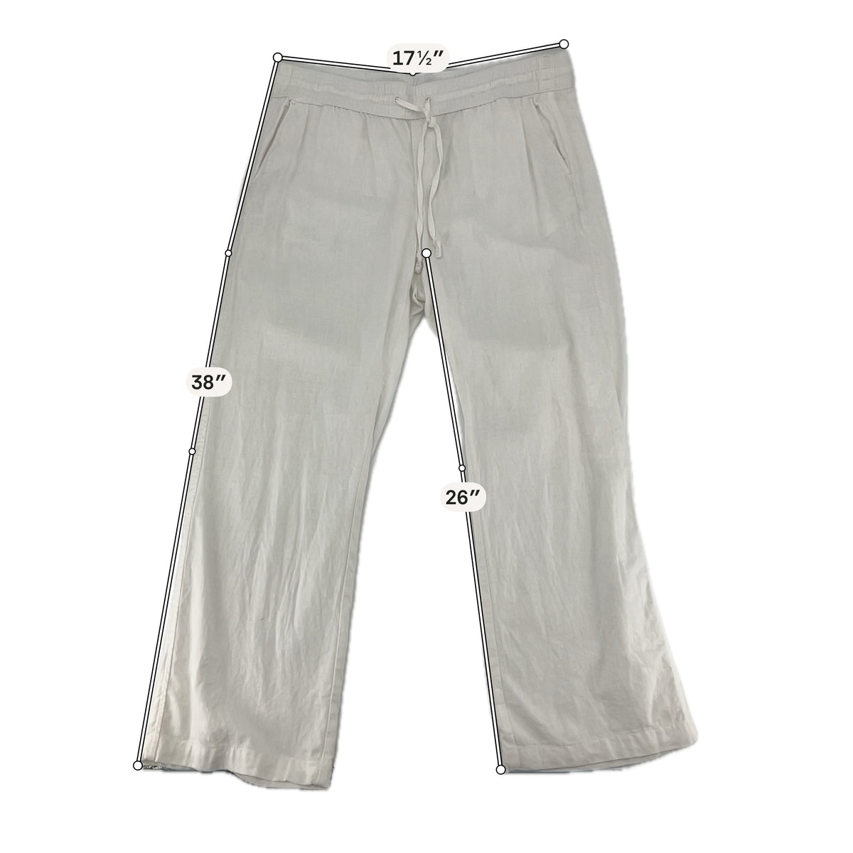 Ann Taylor Factory Linen Blend Drawstring Pull-On Pants White Size Large - ONLINE ONLY