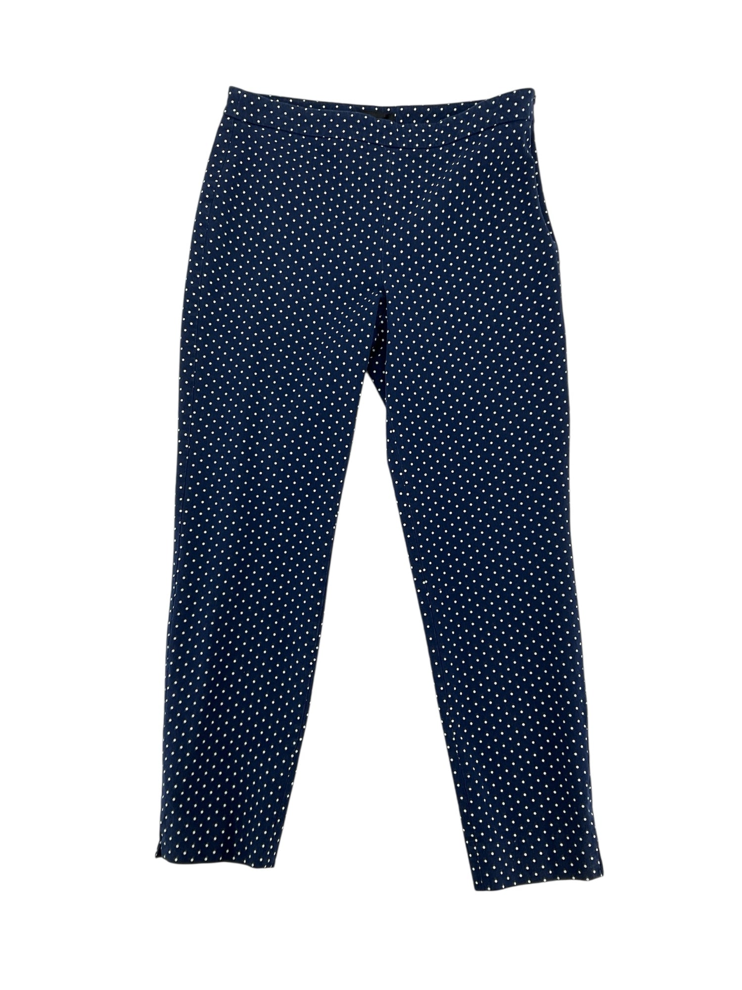 Talbots Polka Dot Chatham Ankle Pants Navy White Stretch Size 8
