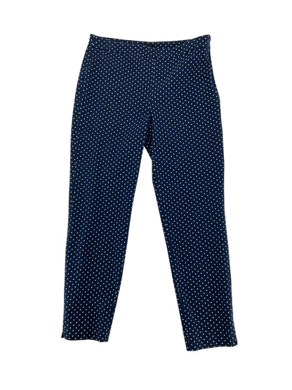 Talbots Polka Dot Chatham Ankle Pants Navy White Stretch Size 8