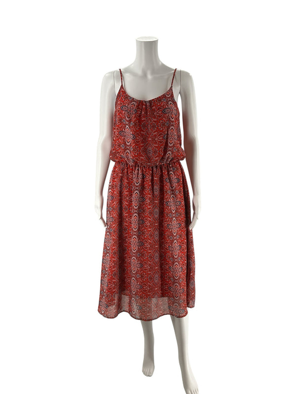 Olive & Oak Orange Print Pre-Owned Ladies Dress - Size 6