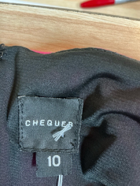 Brand and size tag of Chequer Pink/Black Pre-Owned Ladies Dress - Size 10, confirming the label 'CHEQUER' and size 10.