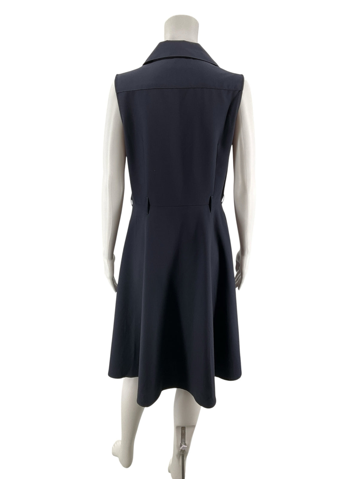 Sharagano Petite Navy Blue Sleeveless Collared A-Line Shirtdress Size 8P