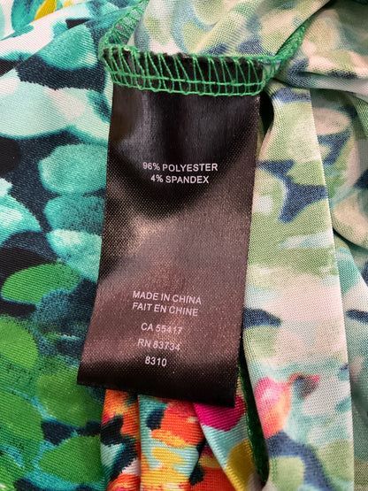 Linea Domani Small Petite Green Multi Abstract Dot Print Sleeveless Top Blouse