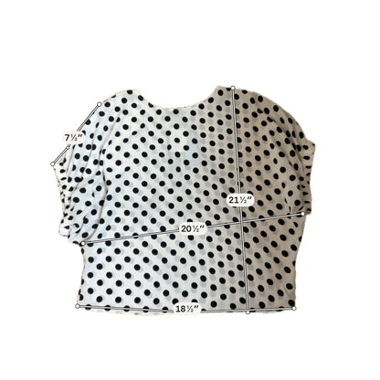Soprano Polka Dot Ruched Sleeve Blouse White Black NWT Size Medium