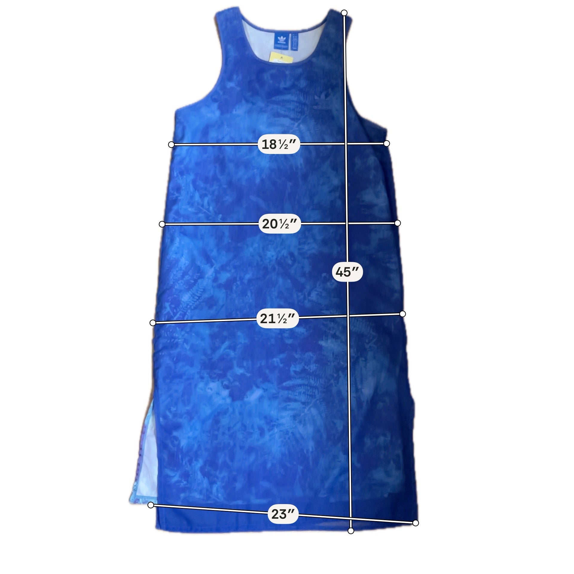 Adidas Blue Maxi Adicolor Classics 3-Stripes Sleeveless Tank Dress Blue Size Large - Size L