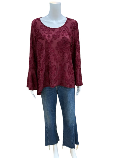 Gibson Size M maroon Print Casual Top - Downstairs