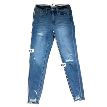 Flying Monkey Mid-Rise Distressed Raw Hem Skinny Jeans Size 4