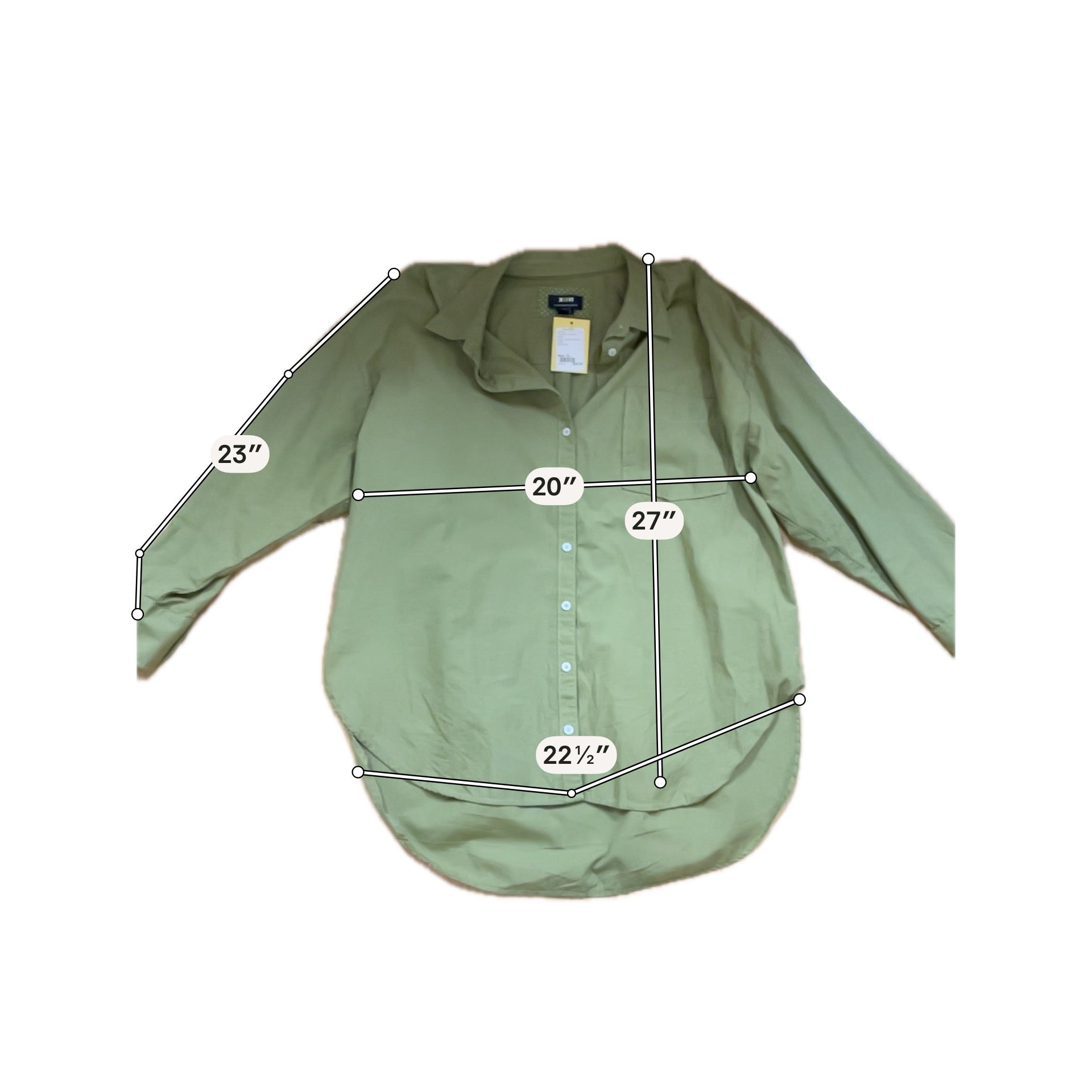 Maeve by Anthropologie Olive Green Cotton Poplin Button-Down Shirt | Size XL