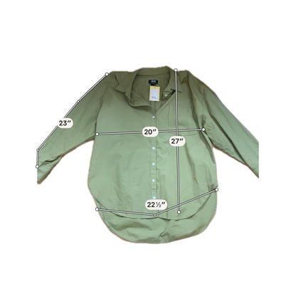 Maeve by Anthropologie Olive Green Cotton Poplin Button-Down Shirt | Size XL