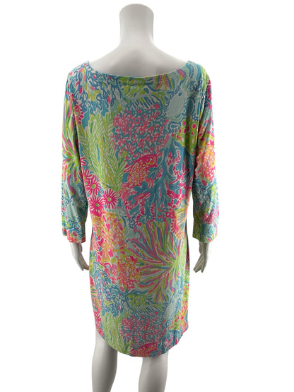Lilly Pulitzer Marlowe Dress In The Vias Print Boatneck 3/4 Sleeve XL