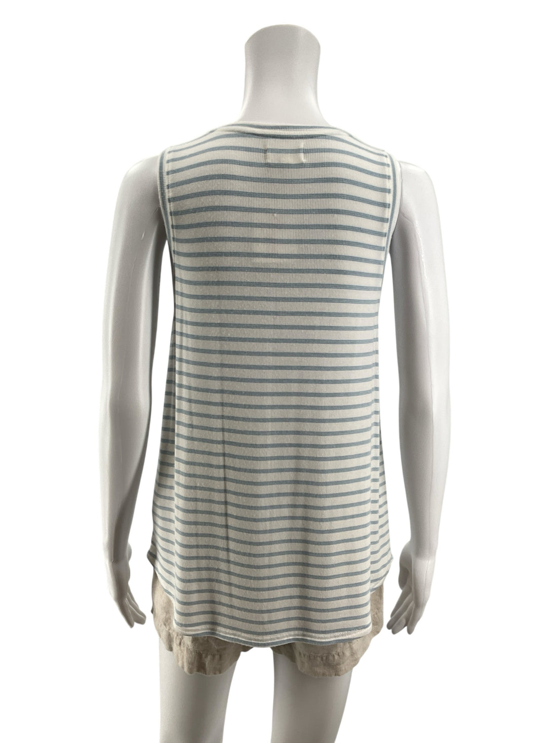 Thread &amp; Supply Hattie Rib Knit Tank Top Sky Blue Stripe Size Small