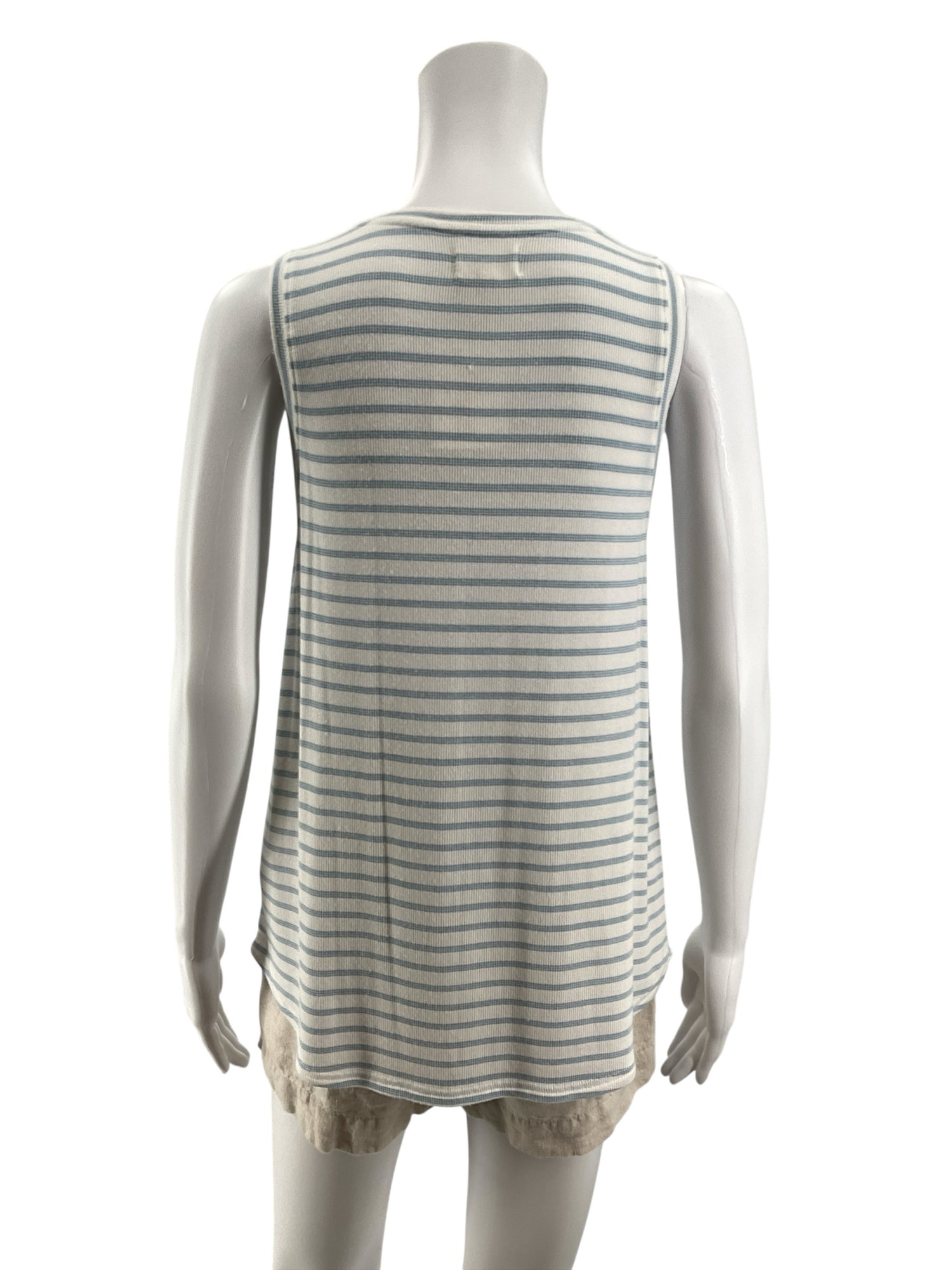 Thread &amp; Supply Hattie Rib Knit Tank Top Sky Blue Stripe Size Small