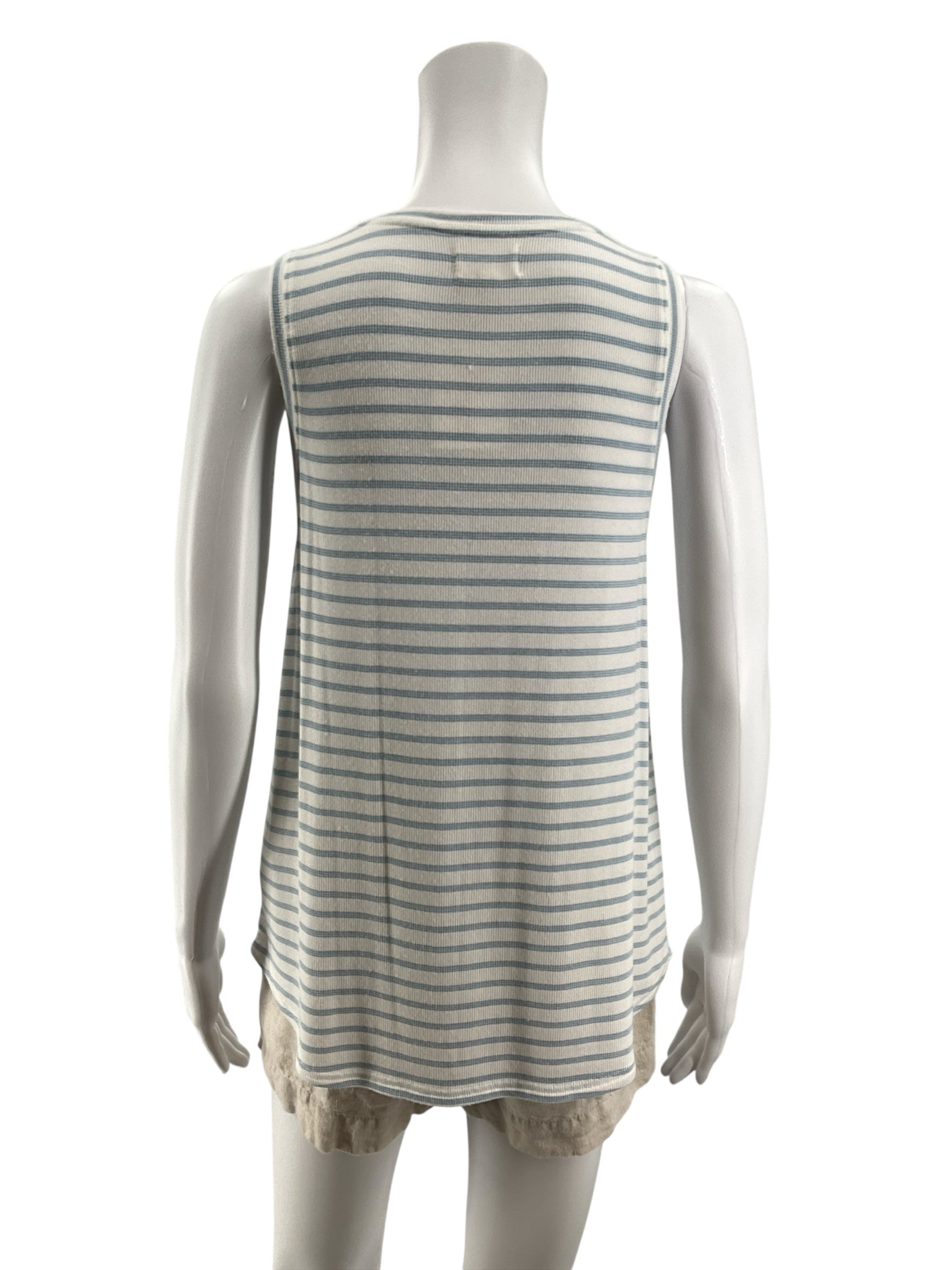 Thread &amp; Supply Hattie Rib Knit Tank Top Sky Blue Stripe Size Small