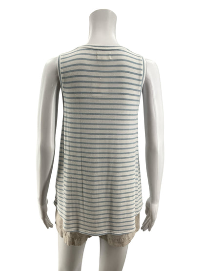 Thread &amp; Supply Hattie Rib Knit Tank Top Sky Blue Stripe Size Small