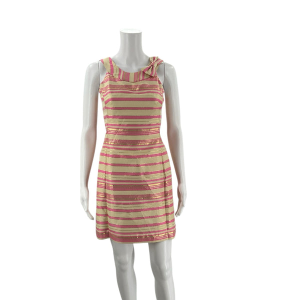 Lilly Pulitzer Cream/Pink Stripe Pre-Owned Ladies Dress - Size 0