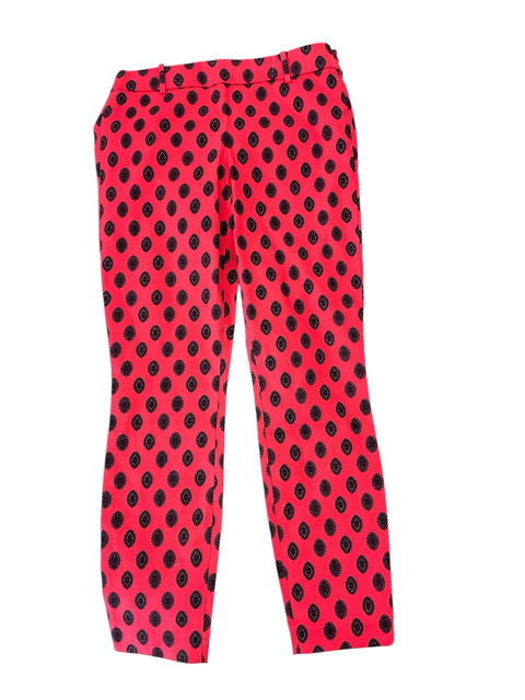 J. Crew Minnie Cropped Pants Medallion Print Neon Coral Navy Size Small - ONLINE ONLY