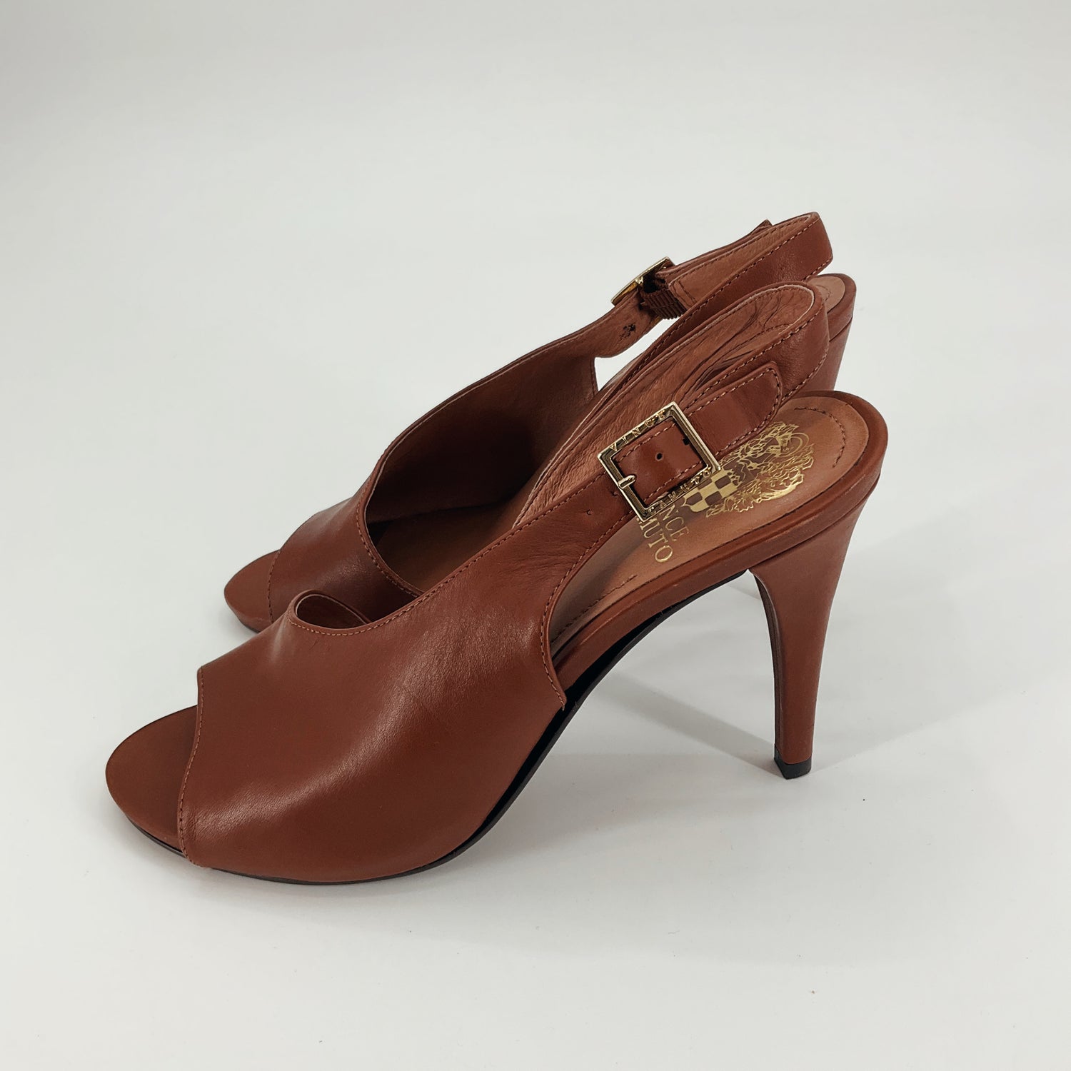 Franco Sarto Tobacco Heels Vince Camuto Tobacco Solid Pre-Owned Ladies Heel - Size 7.5 - Size 7.5