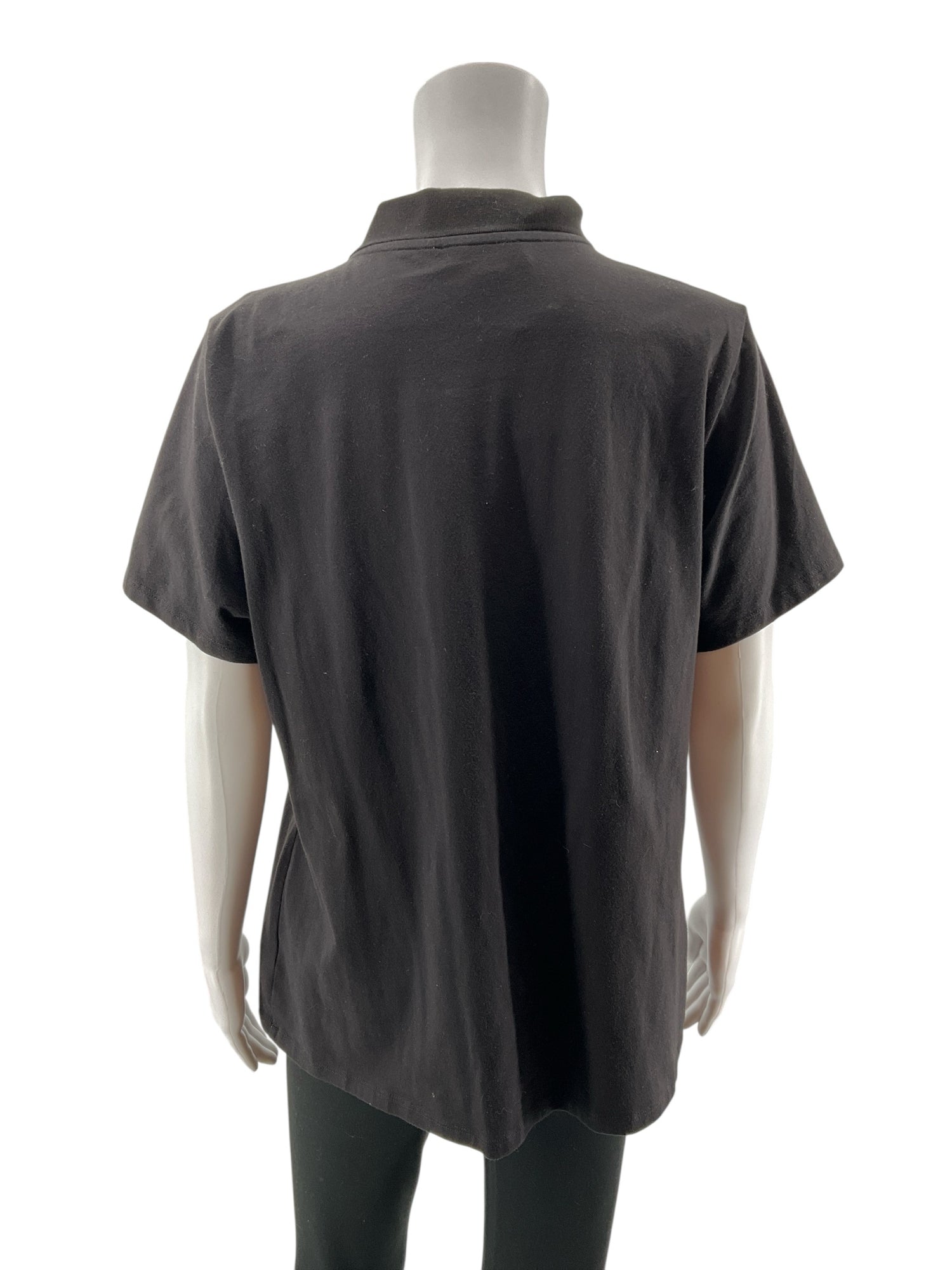 MICHAEL Michael Kors Black Ruched Front Zip Polo Top Size XL
